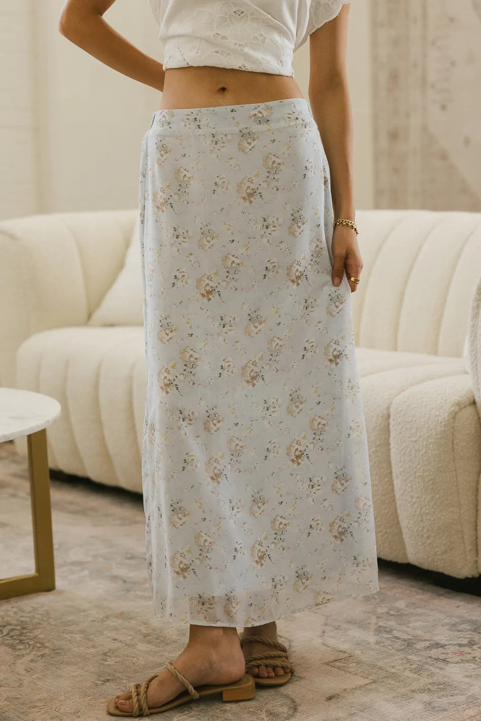 Floral Print Maxi Skirt for Women - Boho Summer Beach Dress with Side Slit, Lightweight Flowy Long Skirt for Vacation, Party, or Casual Wear