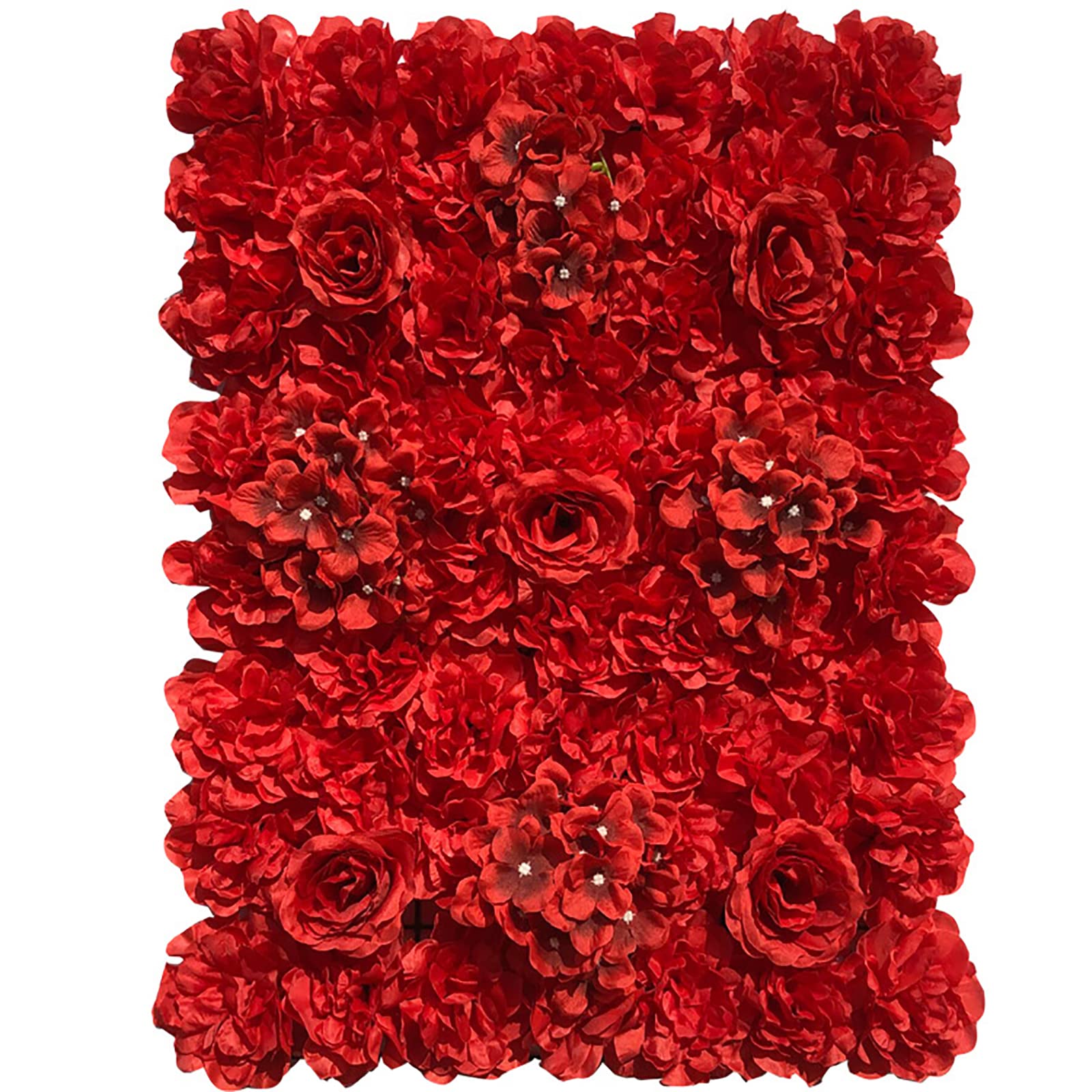 YLBFJXK 6-Piece Artificial Flower Wall Panel - Red Silk Hydrangea & Rose Floral Backdrop for Wedding Decor, Party Background, Nursery, Baby Girl Room, Home Decoration | Perfect for Photo Booths, Bridal Showers, Birthday Celebrations & Interior Design