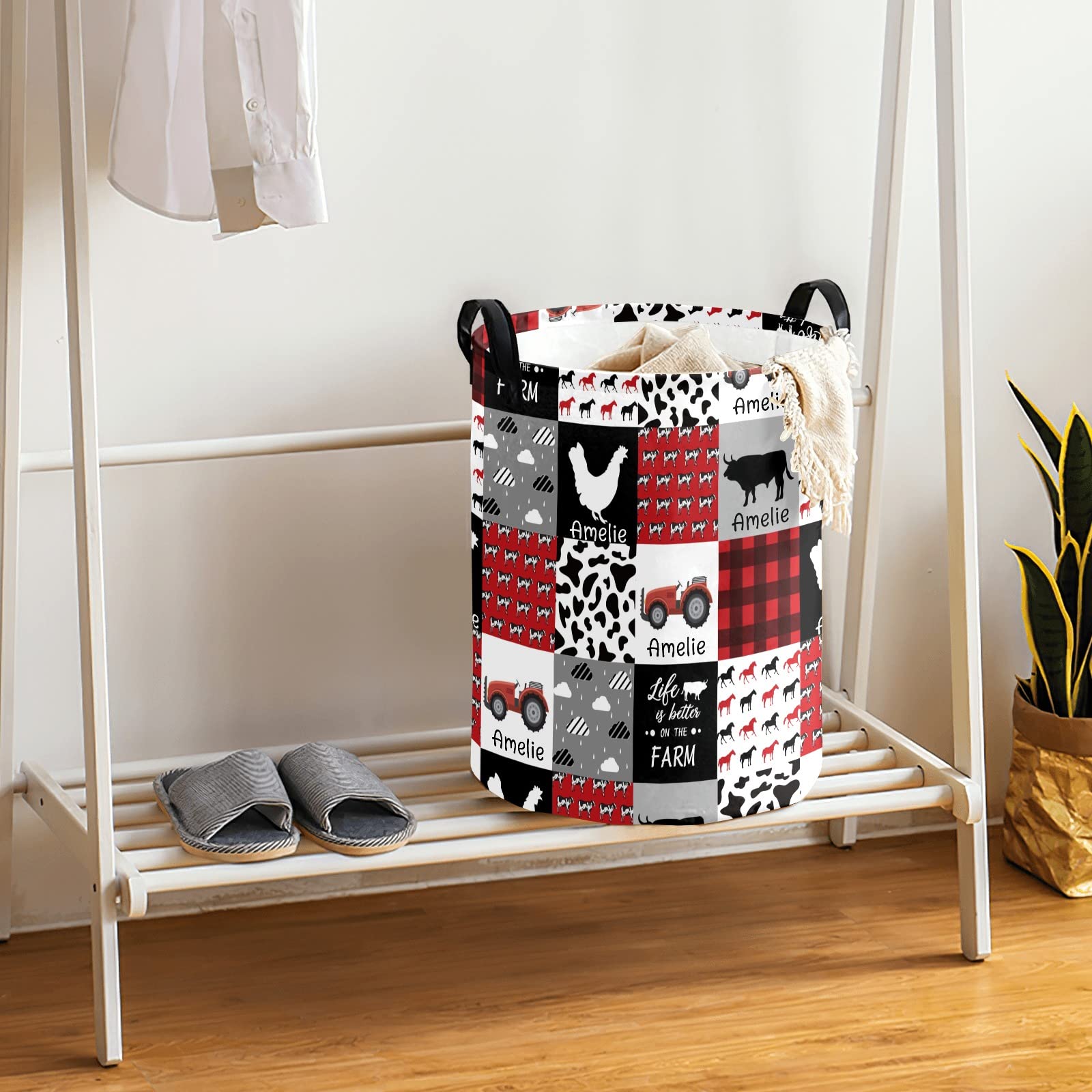 Farm Animal Car Patchwork Storage Bin - Waterproof Oxford Fabric Laundry Hamper, Toy Organizer & Nursery Clothes Basket for Baby Room, Bedroom & Gift Storage | Perfect for Kids' Toys, Baby Essentials & Home Organization