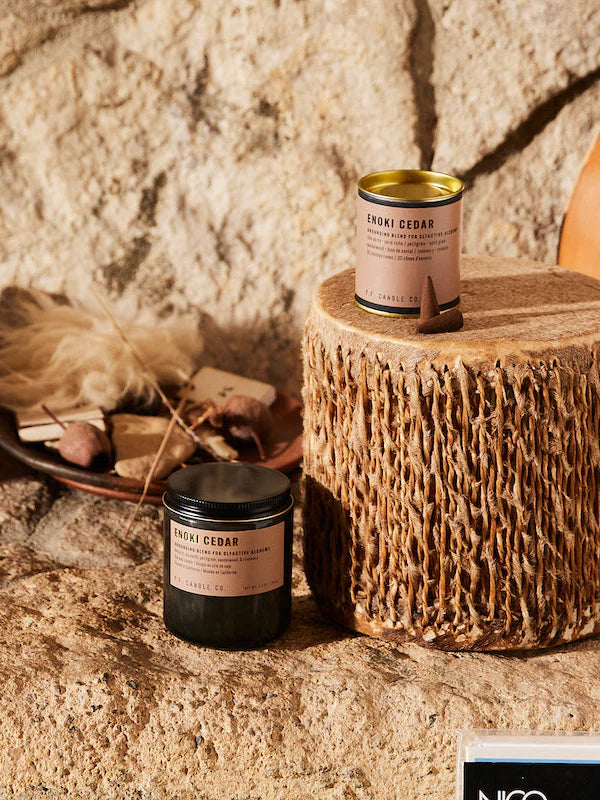 P.F. Candle Co 7.2oz Alchemy Candle - Enoki Cedar Scent | Natural Soy Wax, Long-Lasting Fragrance | Perfect for Relaxation, Meditation & Home Decor