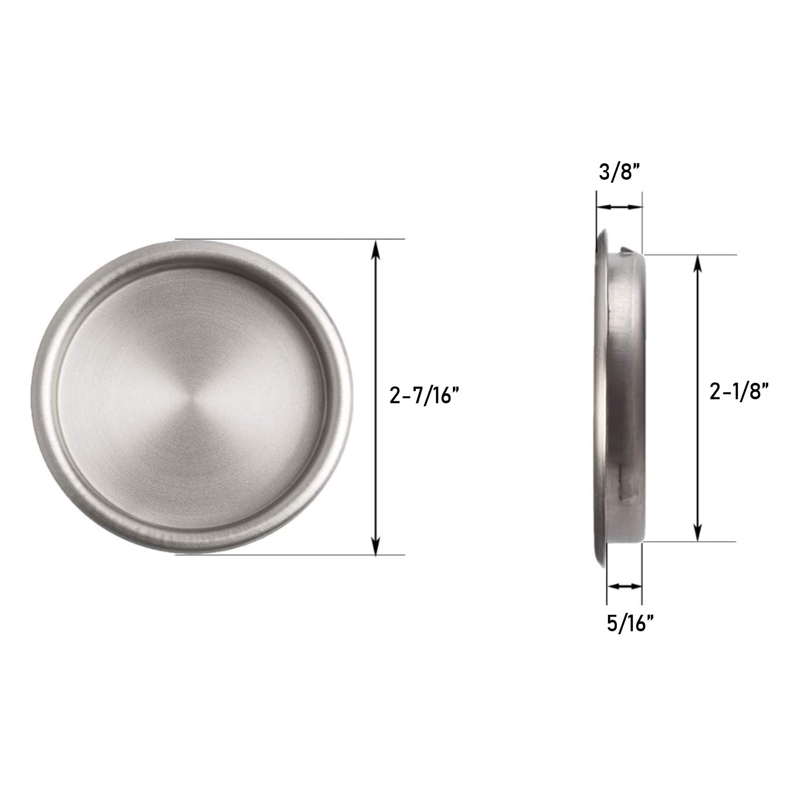 6 Pack Satin Nickel Round Closet Door Finger Pulls - 2-1/8
