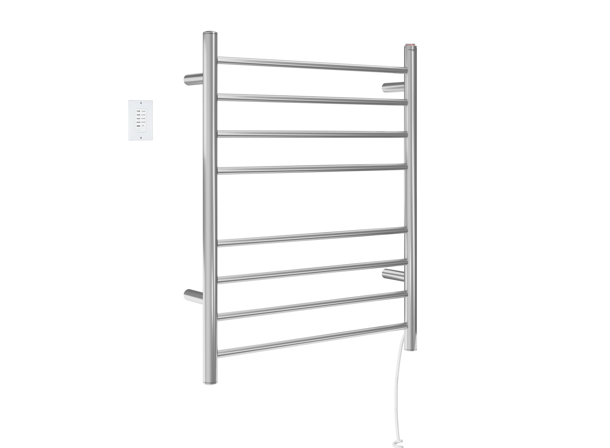 Prestige Dual 8 Bar Hardwired & Plug-in Stainless Steel Towel Warmer with Wall Timer - Perfect for Bathrooms, Spas & Luxury Hotels