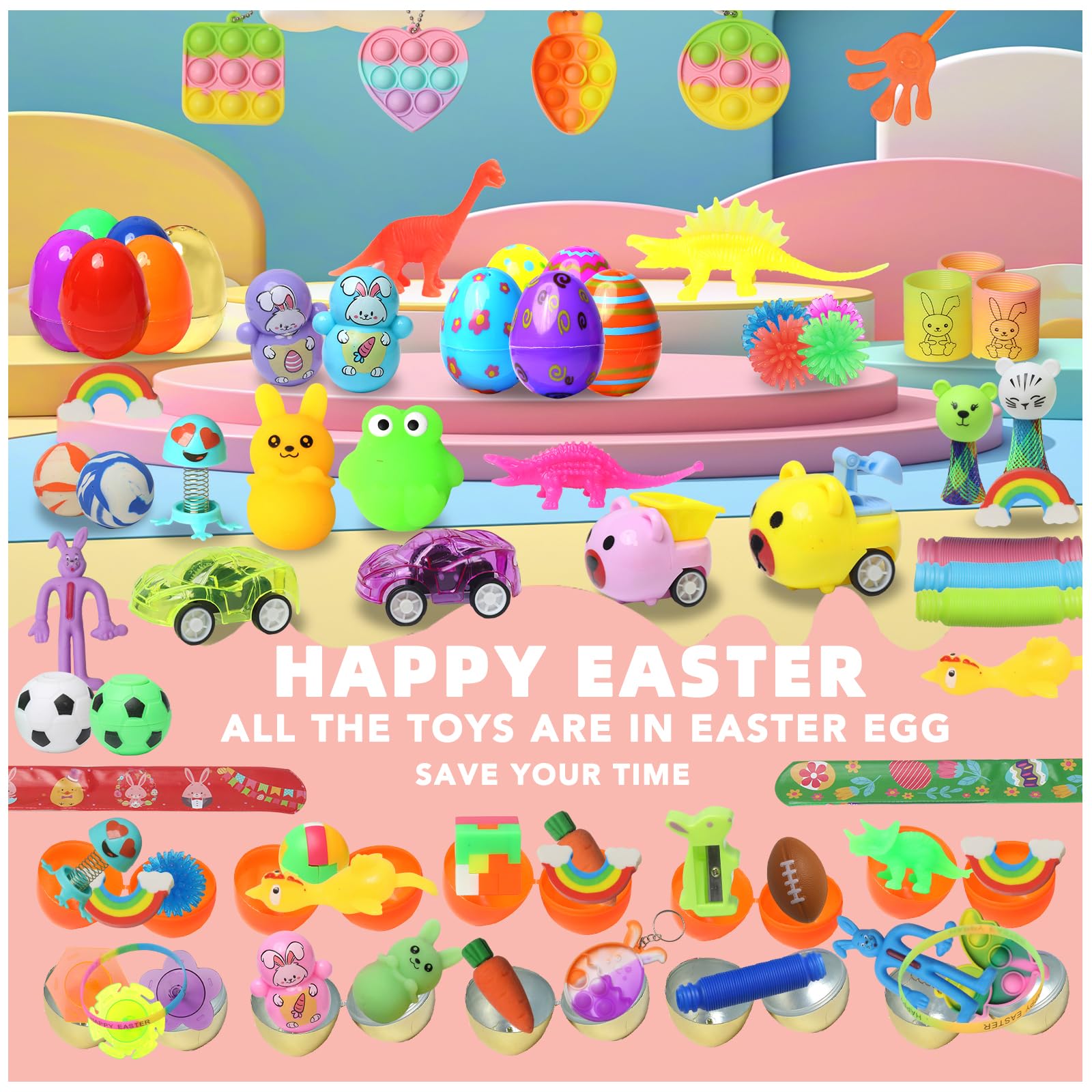 300 Pcs Prefilled Easter Eggs with Assorted Toys Inside - Non-Candy Easter Basket Stuffers & Egg Fillers for Kids - Bulk Easter Toys for Egg Hunts, Classroom Prizes, Party Favors & Easter Celebrations - Perfect for School Events, Birthday Parties & Family Gatherings