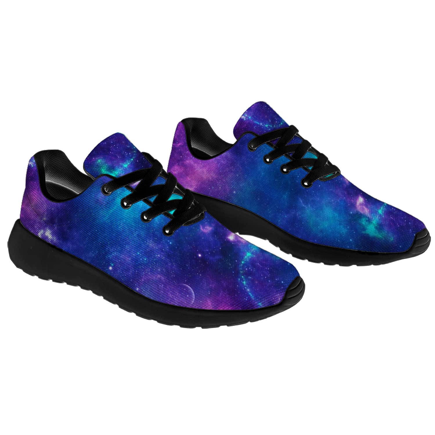 **Unisex Galaxy Print Running Shoes - Men's Size 9.5 / Women's Size 11 - Blue & Purple Cosmic Sneakers for Walking, Tennis & Casual Wear - Perfect Gift for Men & Women**    *(Use for jogging, gym workouts, outdoor activities, or stylish everyday wear.)*