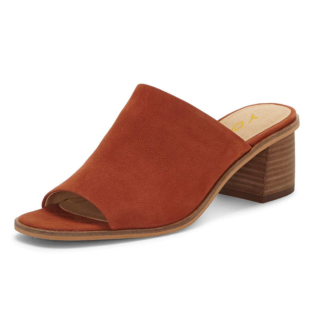 YDN Women's Casual Open Square Toe Slip-On Slippers - Chunky Stacked Low Heel Mules for Summer | Comfortable House Shoes for Date Night, Beach & Lounge Wear
