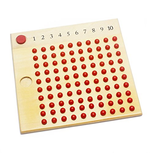 Montessori Wooden Math Learning Toy - Multiplication & Division Bead Board for Kids | Early Childhood Educational Teaching Aid | Perfect for Homeschooling & Classroom Activities (Red & Green)
