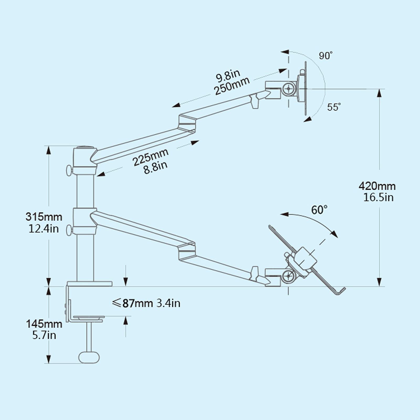 Adjustable Dual Monitor Arm Stand for 17