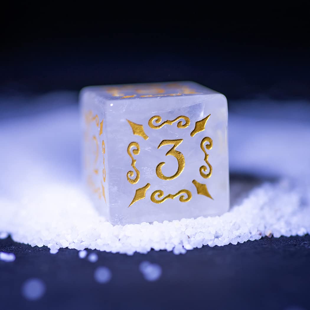 Premium White Crystal D&D Dice Set - Natural Gemstone Polyhedral Dice for Dungeons & Dragons, Pathfinder, RPG Tabletop Games | Perfect for Gifts, Collectors & Fantasy Role-Playing Adventures