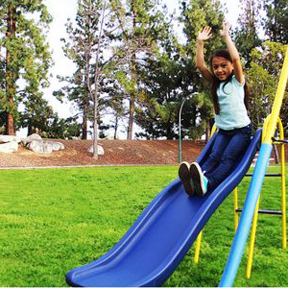 Sportspower My First Metal Swing Set with Slide - Outdoor Playset for Kids, Blue & Yellow, Max 4 Children | Perfect for Backyard, Park & Playground Fun