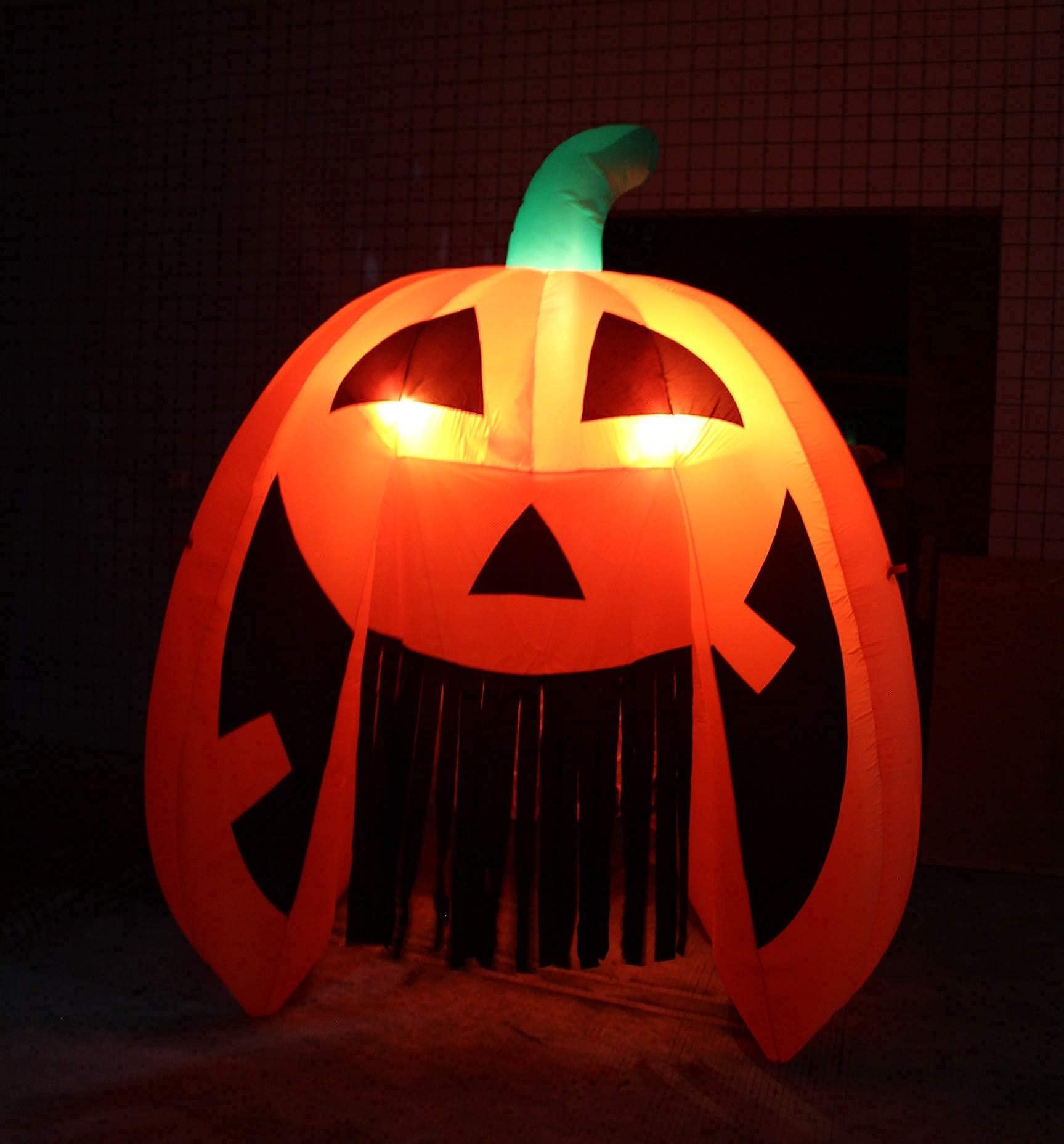 Halloween Inflatable Decorations Bundle - 12ft Skeleton Ghost Carriage & 8ft Pumpkin Monster Archway with Lights | Spooky Party Decor for Yard, Haunted House, and Outdoor Halloween Events