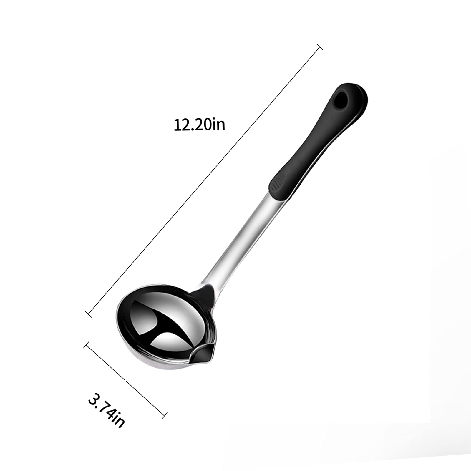 Premium Stainless Steel Gravy Ladle with Heat-Resistant Handle & Grease Separator - Perfect for Cooking, Serving Soups & Sauces (1 Pack, Black) - Ideal for Kitchens, Restaurants & Catering Events