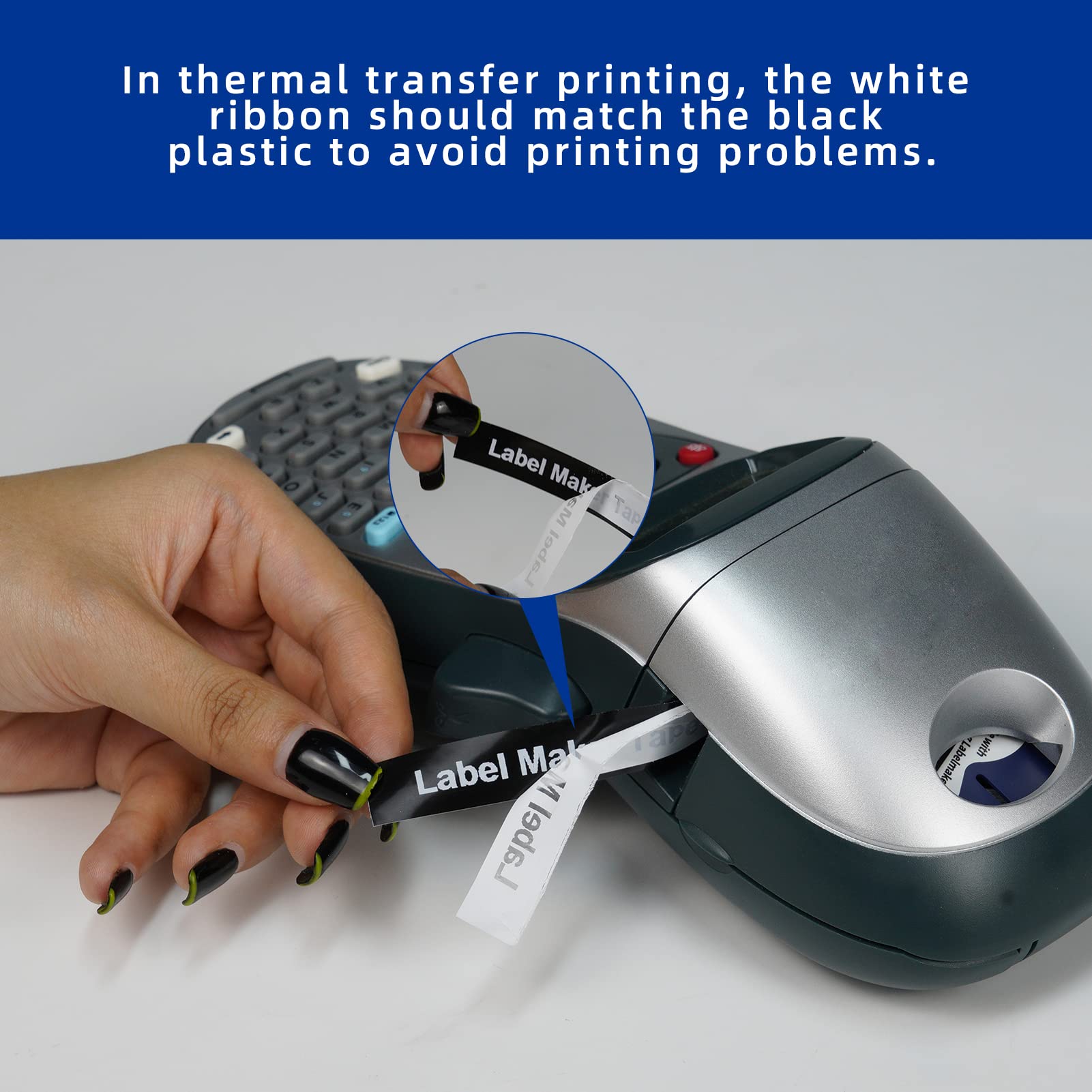 Dymo Label Maker Refills LT-335 Compatible Tape - 5 Pack White on Black Self-Adhesive Plastic LT Tape for DYMO LetraTag Plus LT-100T LT-100H QX50 - Perfect for Office Organization, Shipping Labels & Craft Projects