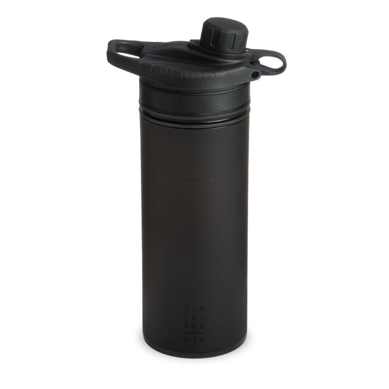 GRAYL GeoPress™ Water Purifier Bottle - Covert Black | Portable Filter for Hiking, Camping & Travel | Removes Bacteria, Viruses & Chemicals