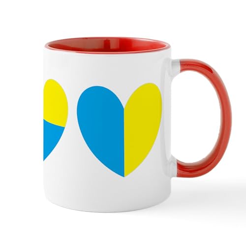 White/Red Inside - I Stand With Ukraine Heart Mugs