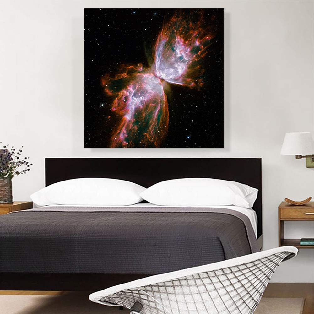 ARTCANVAS Hubble Telescope Butterfly Nebula NGC 6302 Space Wall Art - 36x36 Inch Stretched Canvas Print, Framed Galaxy Painting, Astronomy Poster & Home Decor (0.75