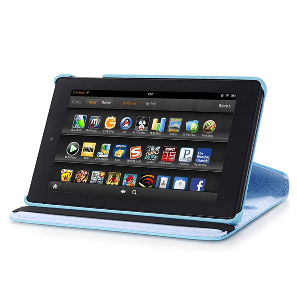 Premium 360° Rotating Leather Case for Kindle Fire 7 (7th/9th Gen 2017/2019) - Ultra Slim Folio Stand Cover with Auto Wake/Sleep - Perfect for Reading, Travel & Work (Robust Black)