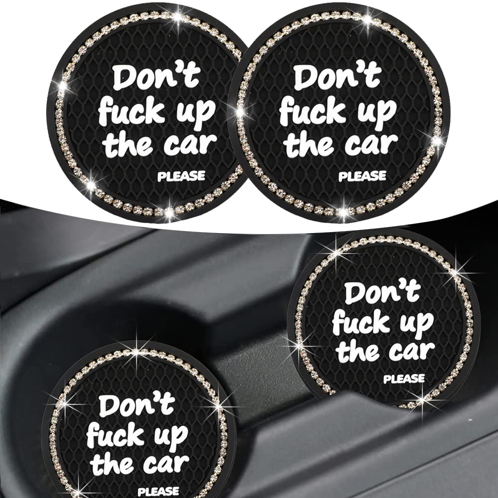 2 Pack Pincuttee Car Cup Holder Coaster - Universal Non-Slip Auto Accessory with Bling Design for Vehicle Interior (Silver) | Perfect for Coffee, Drinks & Organizing Your Car Console
