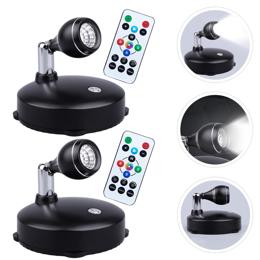 Uonlytech Rechargeable Wireless Spotlight - Battery Operated Rotating Accent Light for Paintings, Pictures & Wall Decor (Black) - Indoor/Outdoor Use for Home, Gallery & Event Lighting