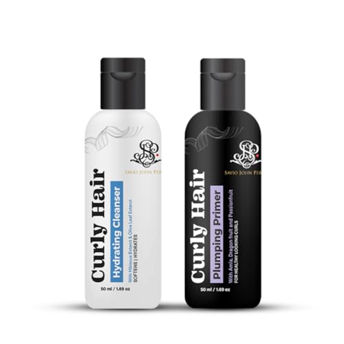 Curly Hair Plumping Primer & Hydrating Cleanser Duo - Volumizing & Frizz Control for Curly Hair | 2-Piece Curly Hair Care Set | Salon-Quality Products for Defined Curls | Perfect for Daily Curly Hair Routine & Special Occasion Styling
