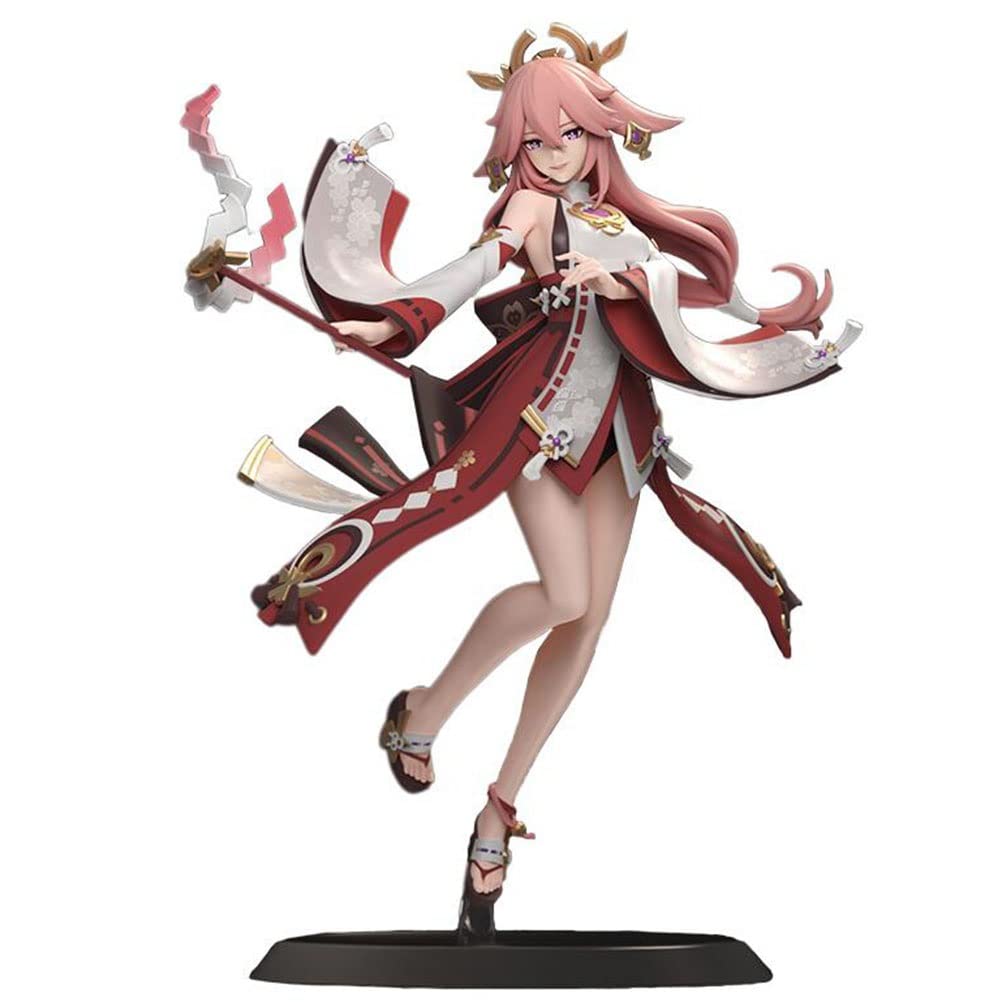 WESAFE Genshin Impact Yae Miko 25cm Anime Action Figure - Collectible Character Statue, Anime Decor & Perfect Gift for Fans | Gaming Room Display, Birthday Present, Cosplay Inspiration