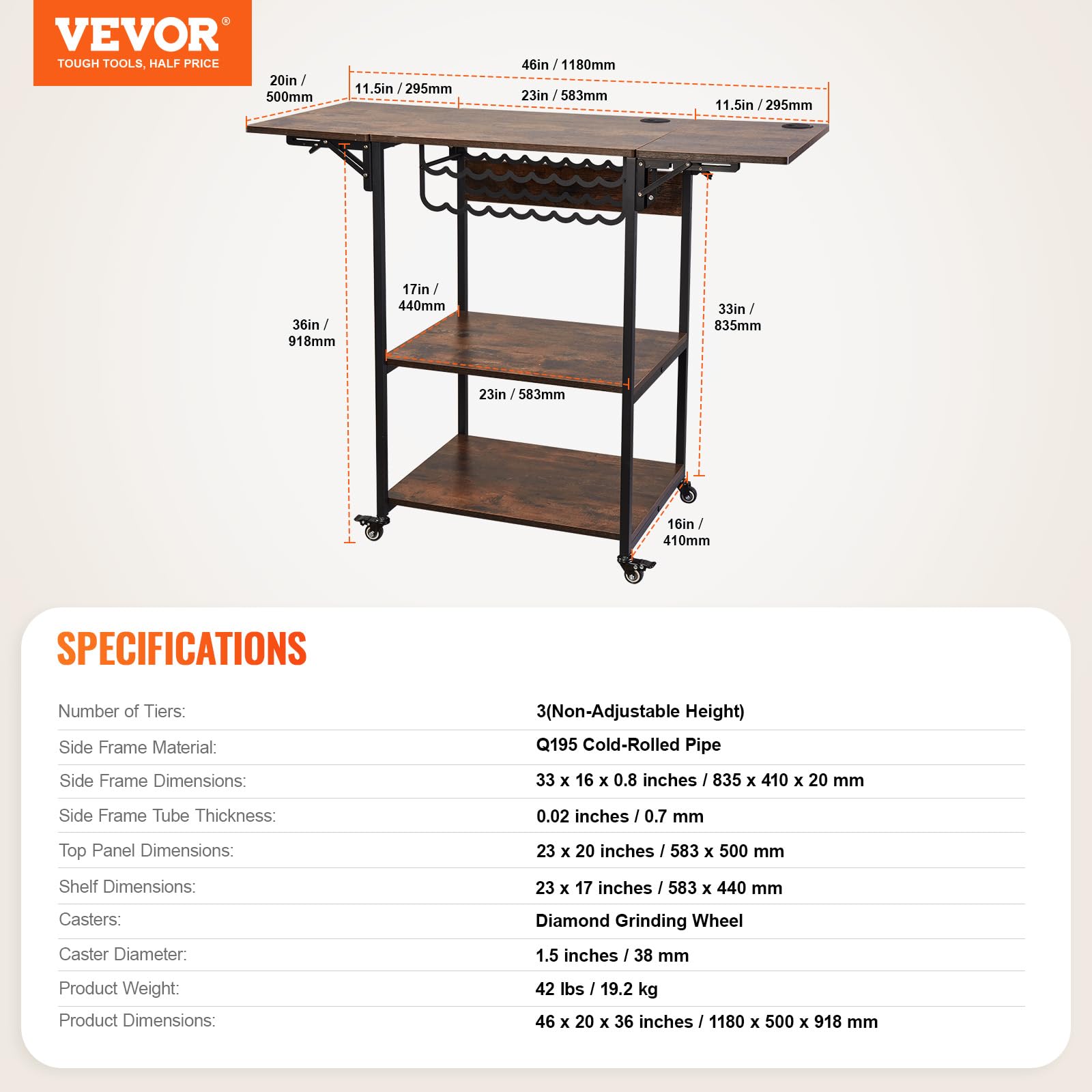 VEVOR 3-Tier Rolling Heat Press Table - Heavy Duty Foldable Sublimation Workbench with Vinyl Roll Holder - Mobile Heat Transfer Machine Stand for T-Shirt Printing & DIY Crafts - Perfect for Home Studios & Small Businesses