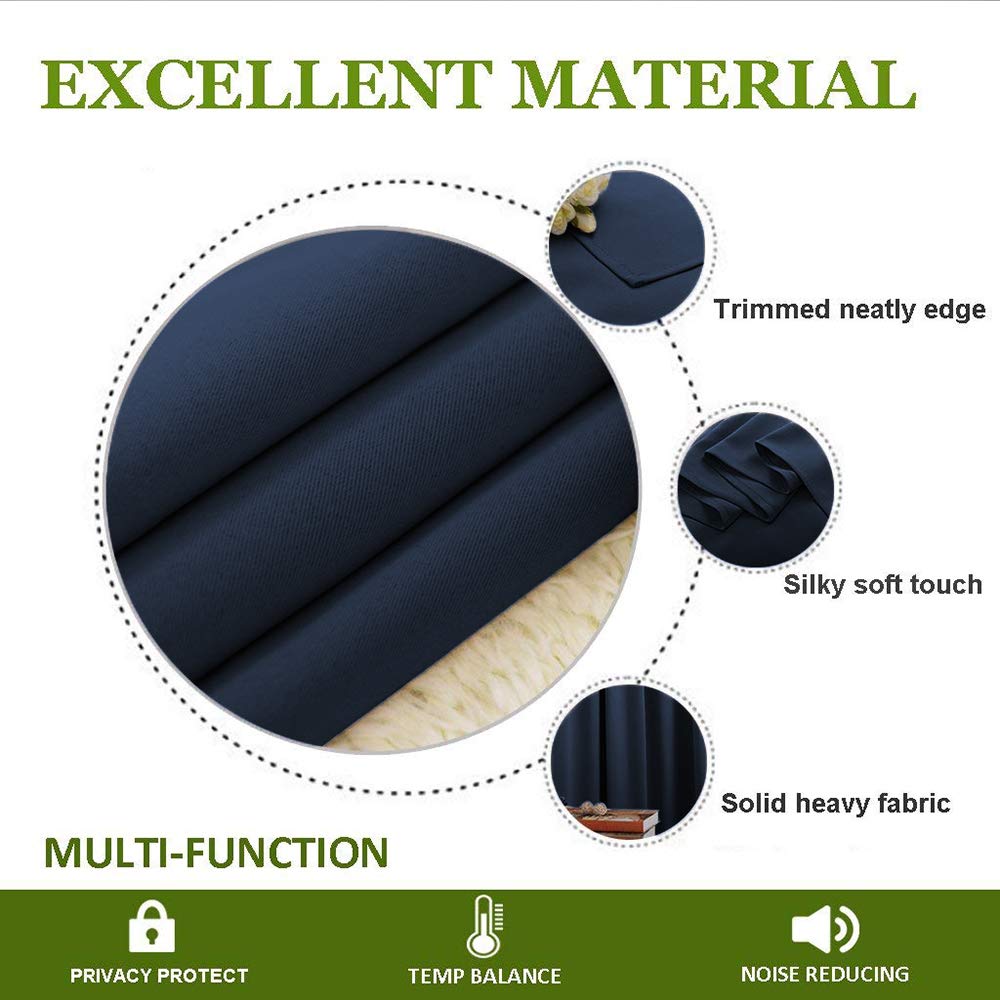 Blackout Double Pinch Pleated Extra Wide Curtains 84x96 Inches - Navy Blue Solid Thermal Insulated Drapes for Living Room, Bedroom & Patio Sliding Door - Noise Reducing Room Darkening Window Treatments for Home Decor