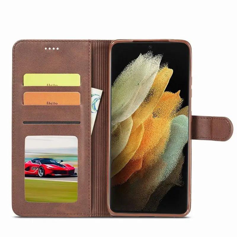 Samsung Galaxy S24 Genuine Leather Wallet Case - Slim Protective Cover with Card Slots for Daily Use & Travel