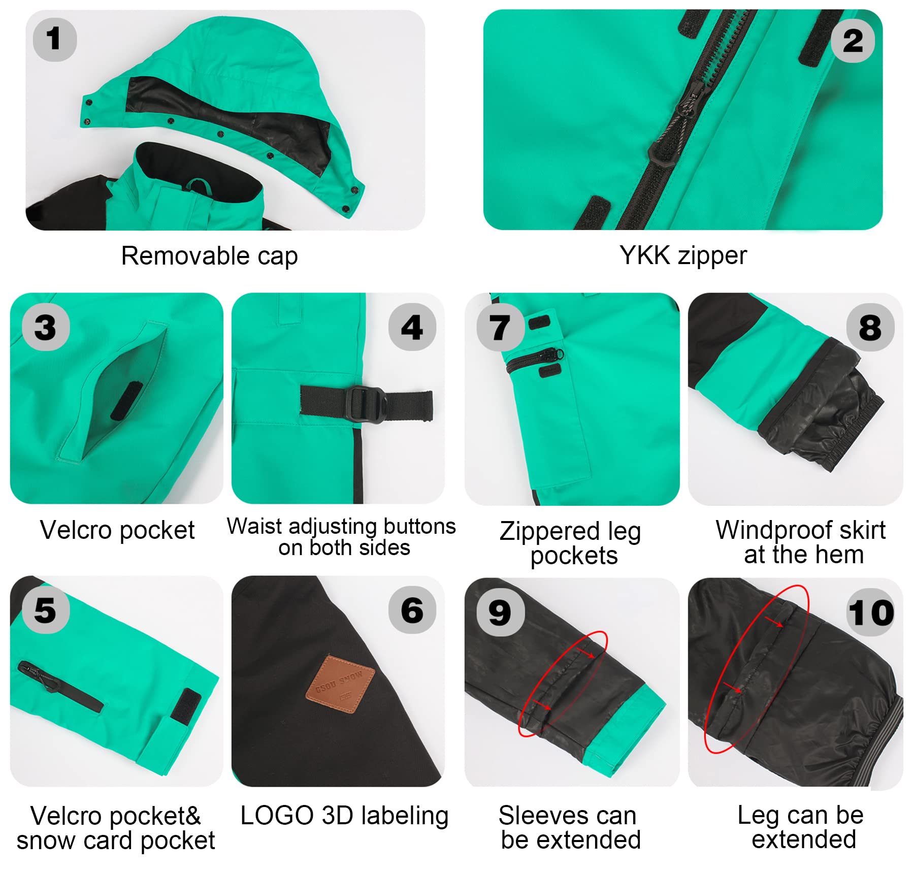 GSOU SNOW Kids Waterproof Ski Suit - One Piece Snowsuit for Boys & Girls - Windproof Snowboard Jumpsuit for Winter Sports & Outdoor Play - Perfect for Skiing, Snowboarding, and Snow Days