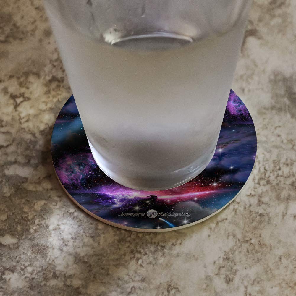 Galaxy Nebula Shooting Stars Coaster Set - 6-Piece Non-Slip Drink Coasters for Coffee Table, Bar & Home Decor - Space Theme Celestial Design