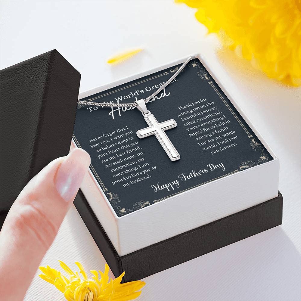 Handmade Cross Necklace for Husband - Unique Father's Day Gift from Wife, Personalized Christian Jewelry for Men | Perfect Anniversary, Wedding & Romantic Occasion Present