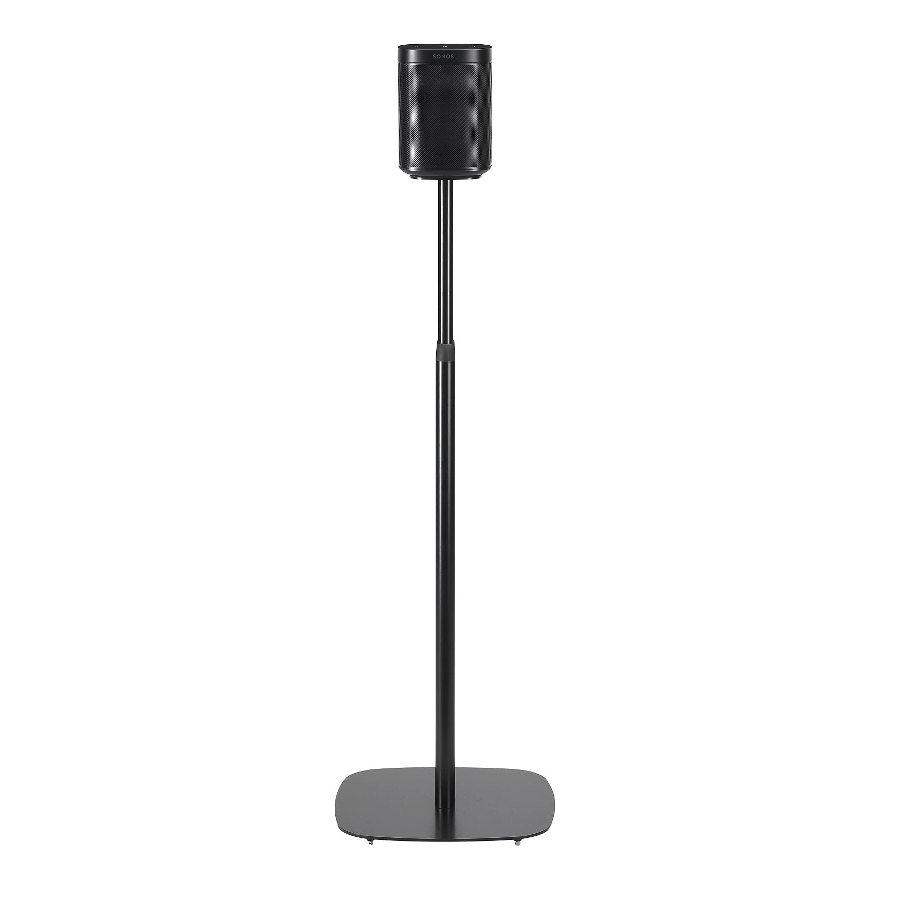 Mountson Adjustable Floor Stands for Sonos One, One SL & Play:1 Speakers - Premium Steel & Aluminum Design with Rubber Feet - Pair of Black Speaker Stands - Perfect for Home Theater, Living Room & Office Audio Setup