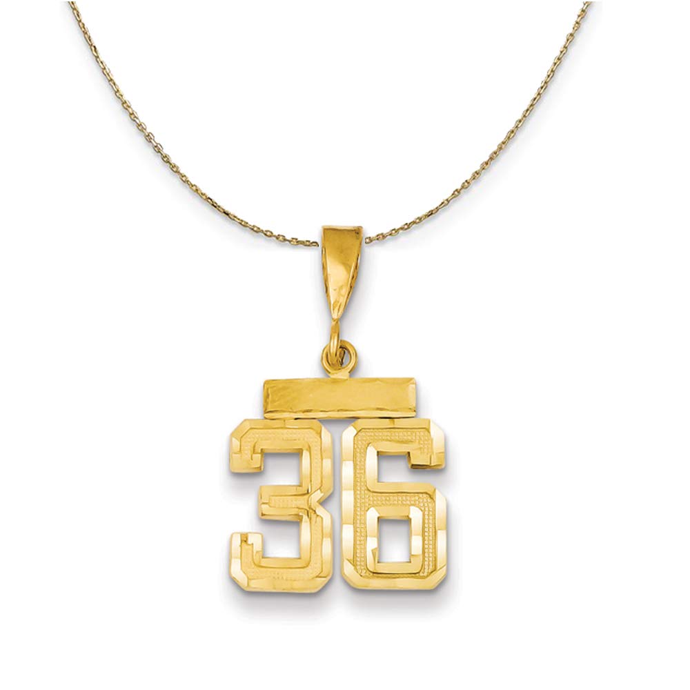 14k Yellow Gold Black Bow Varsity Small D/C Necklace Number 36 - Perfect for Graduation Gifts and Everyday Elegance