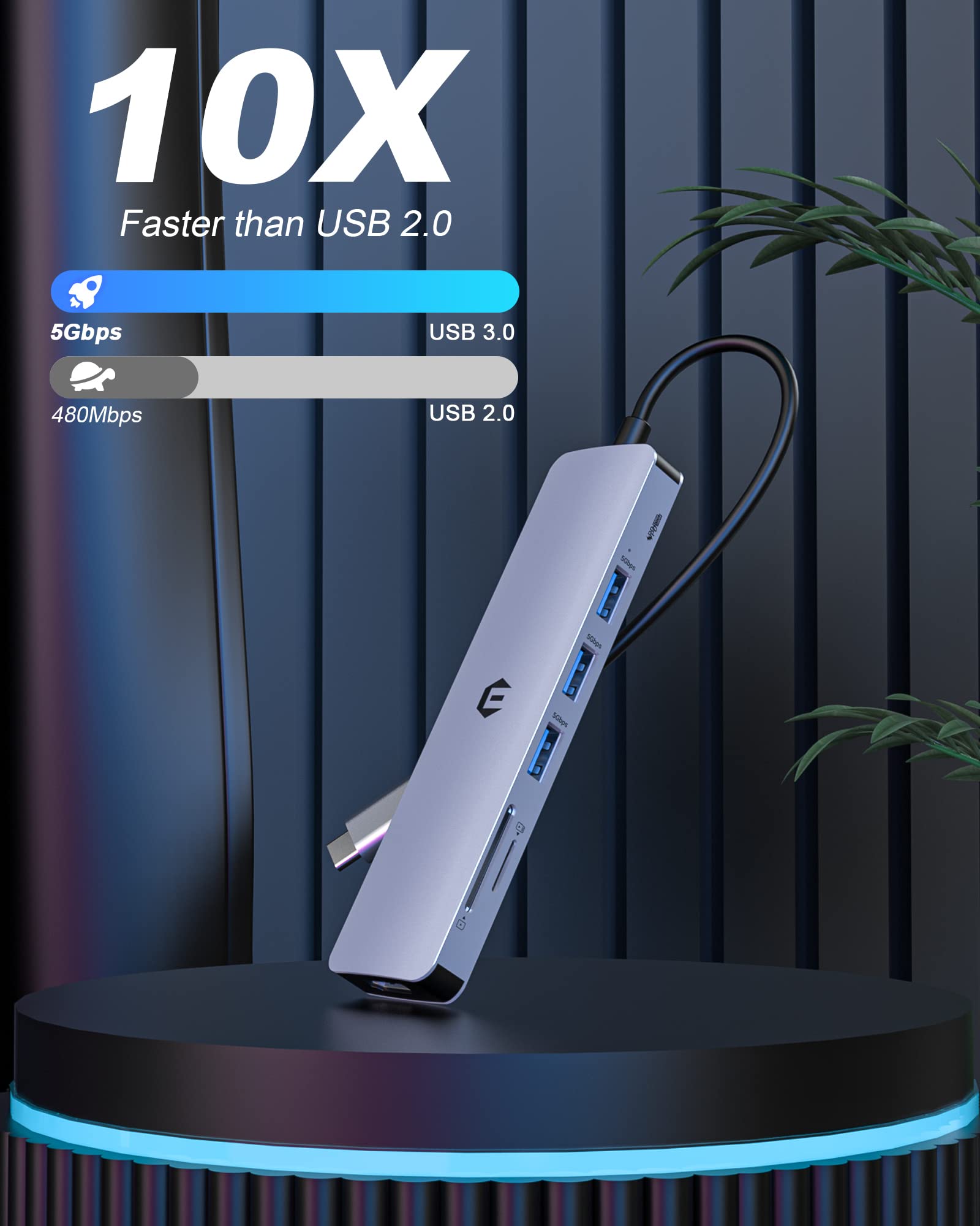 TOTU 6-in-1 USB C Hub Multiport Adapter with 4K HDMI, 3 USB 3.0 Ports, SD/TF Card Reader - Compatible with MacBook Pro/Air, iPad Pro, Surface Pro - Perfect for Home Office, Travel & Video Conferencing