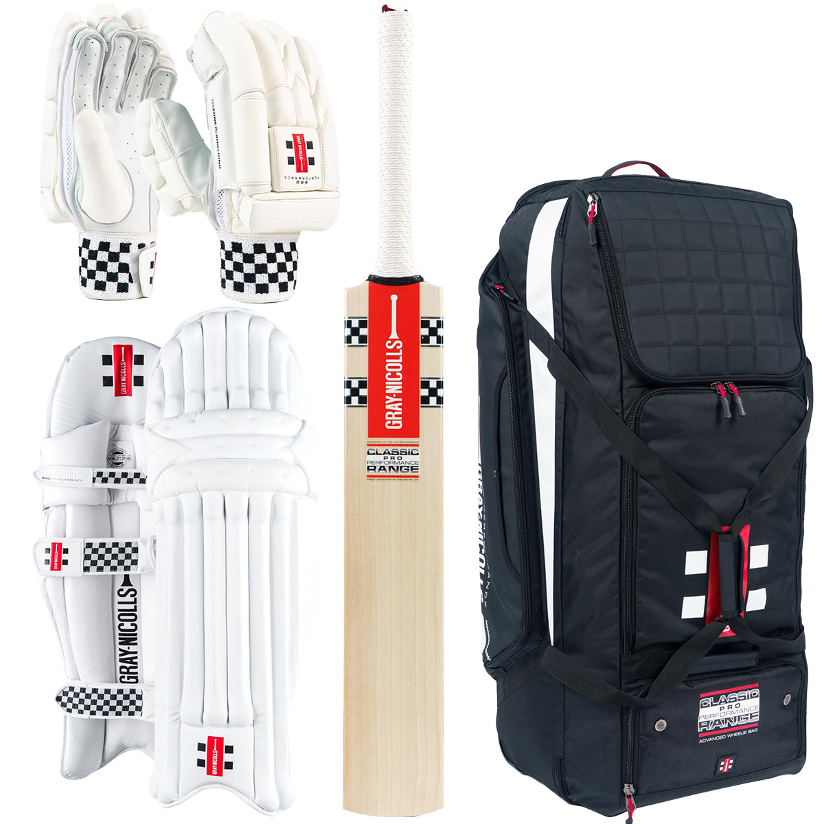 Gray Nicolls Classic Pro Performance Cricket Bat Set with Gloves, Pads & Carry Bag - Perfect for Professional Matches & Cricket Training Sessions