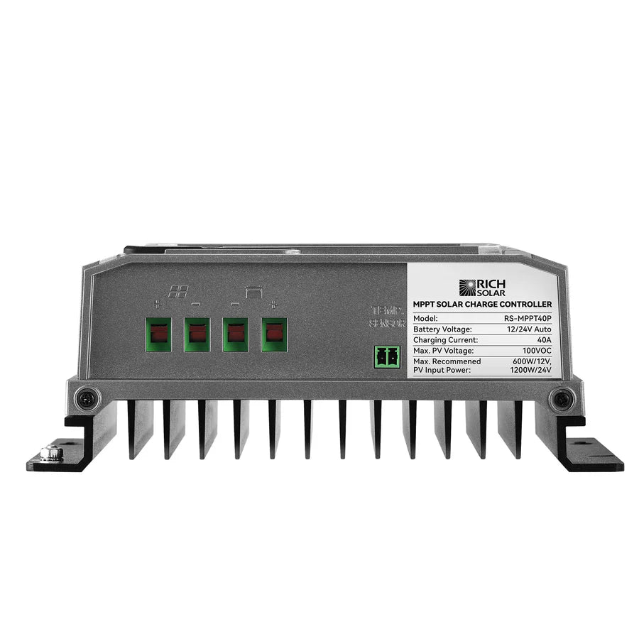 Rich Solar BRAVO 40 40A MPPT Solar Charge Controller for RV, Boat, Off-Grid Power System - Efficient Solar Panel Battery Charging Regulator