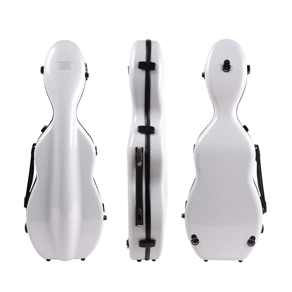 Premium 4/4 Full Size Carbon Fiber Violin Hard Case with Reinforced Handle, Adjustable Back Straps & Plush Interior Padding (White) - Perfect for Professional Musicians, Travel & School Performances