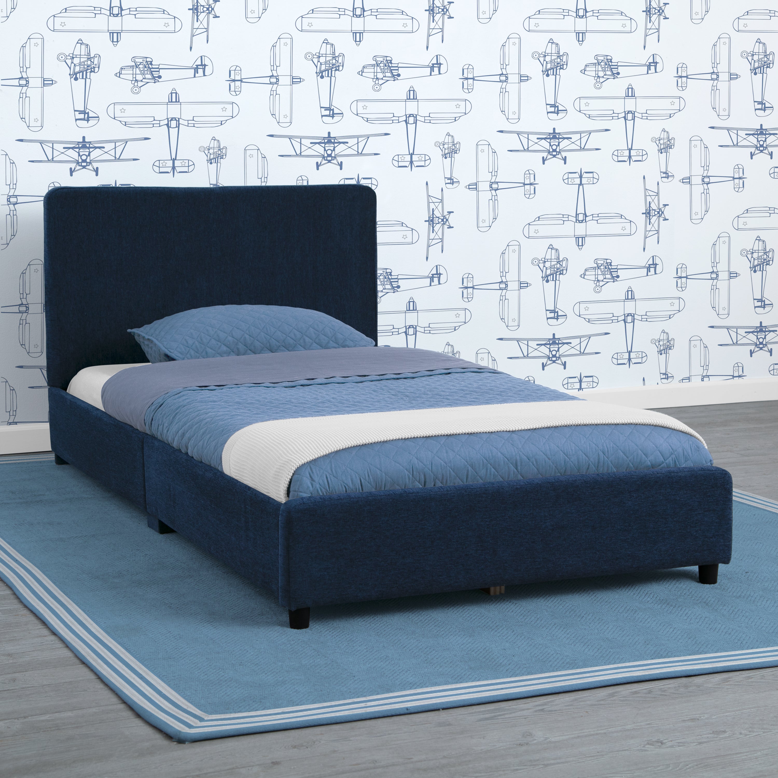Upholstered Twin Bed with Headboard - Soft Fabric Bed Frame for Kids & Teens - Perfect for Bedrooms, Dorms & Guest Rooms