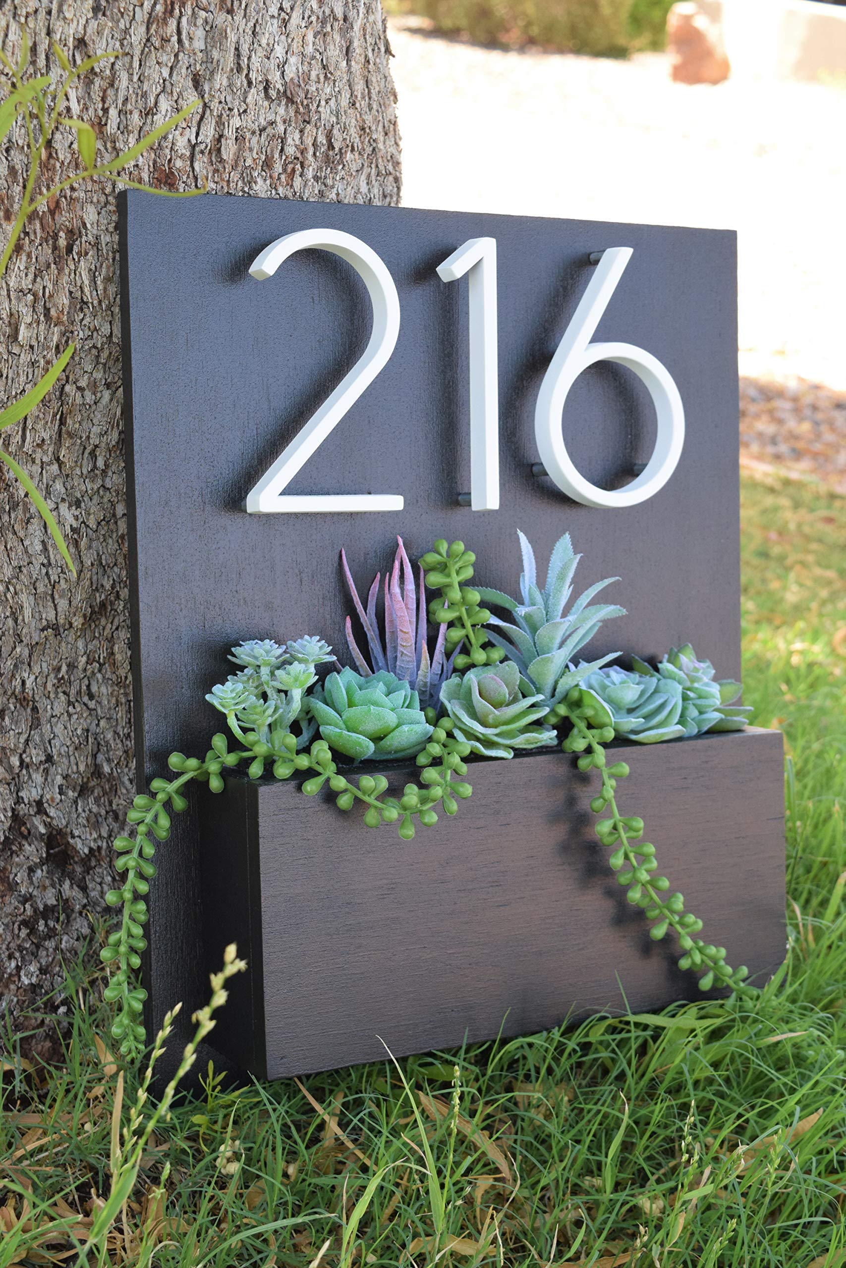 Customizable Address Sign with Planter Box - Modern House Number Display for Front Porch & Garden Decor | Perfect for Home, Apartment, and Mailbox Identification