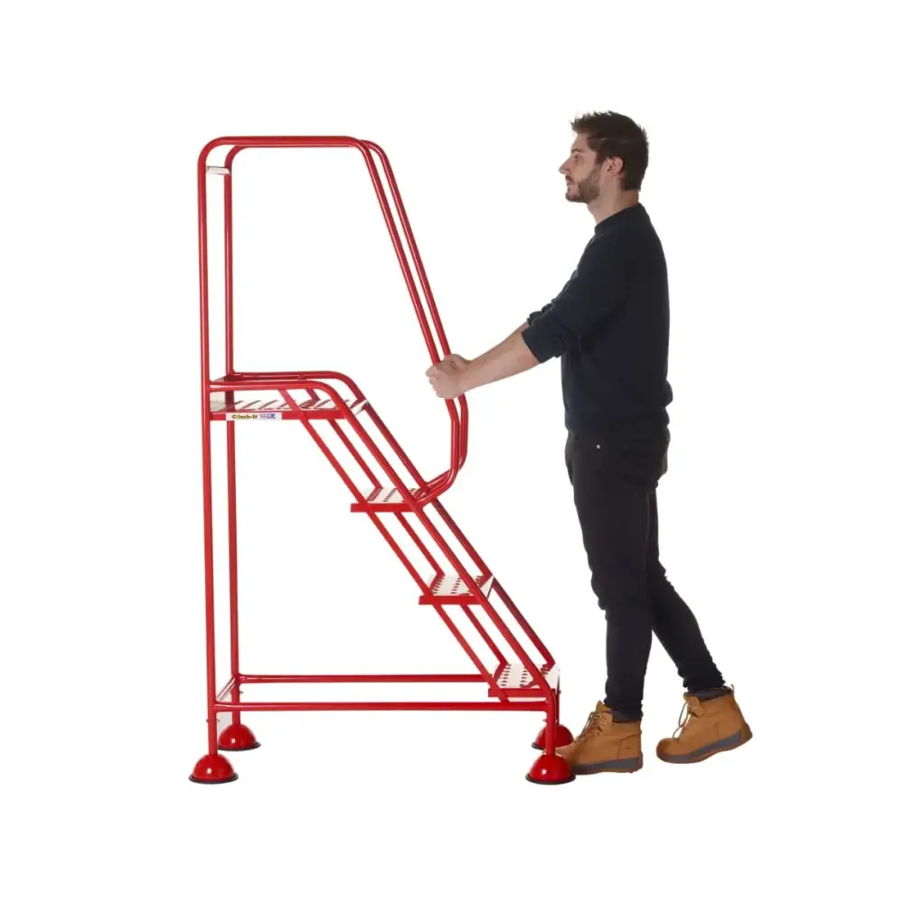 Climb It UK Domed Feet Steps - Red Non-Slip Ladder Accessories for Home, Garage, and Workshop Use