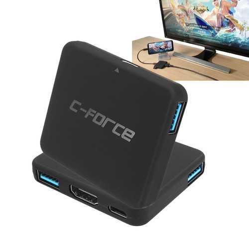 C FORCE CF003 USB C Hub 4K HDMI Adapter with USB 3.1 Ports - Compatible with Nintendo Switch, Samsung Galaxy S8/S8+ - Perfect for Gaming, Office Work & Travel Charging