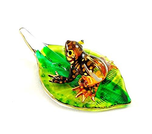 Handmade Glass Frog Figurine - Mini Orange Animal Decor for Home & Office
