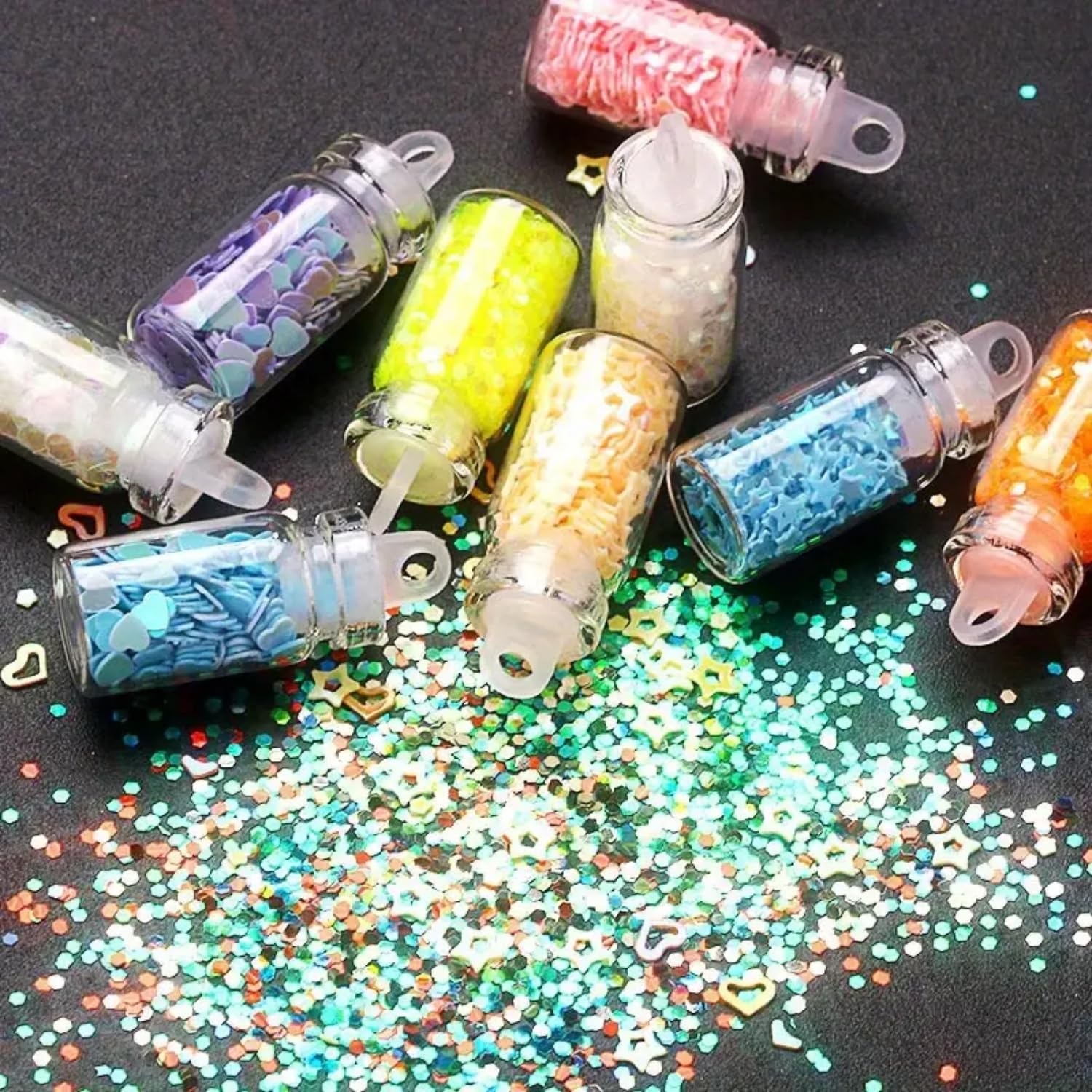 Royalkart 3D Nail Art Decoration Set - 48 Mini Bottles Nail Glitter Powder Kit for DIY Manicure, Nail Polish, Acrylic Nails & Professional Salon Use