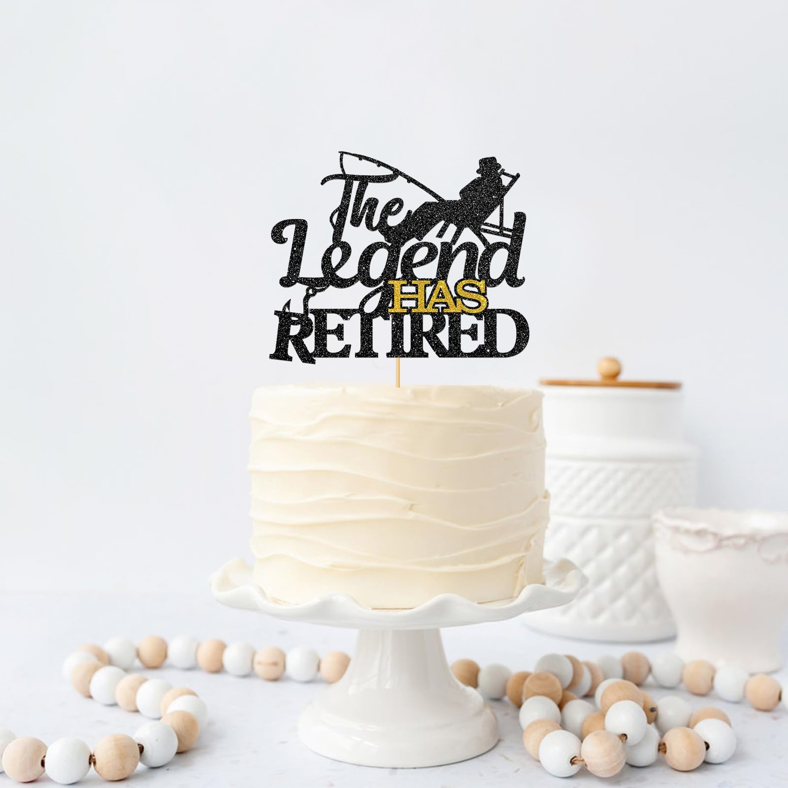 Maicaiffe Happy Retirement Cake Topper - Black Glitter Retired Farewell Party Cake Decorations | Perfect for Retirement Parties, Office Celebrations & Milestone Birthday Cakes