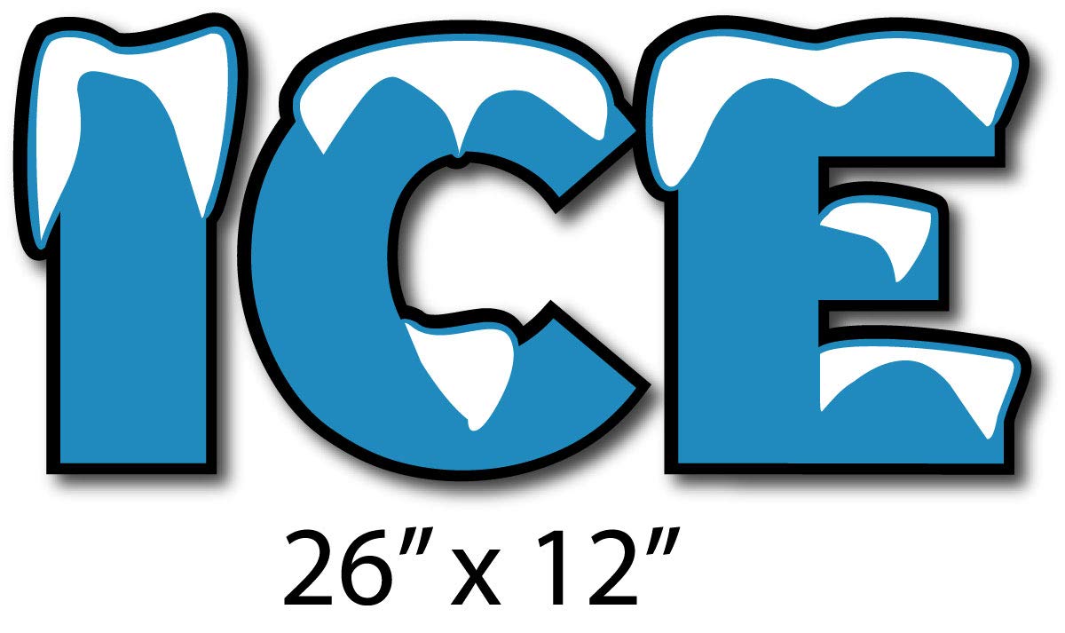 Extra Large Ice Decal Sticker - Premium Vinyl Decals for Gas Station Ice Boxes, Coolers & Halloween Costumes - Waterproof, Durable Decoration for Commercial Use & Party Outfits