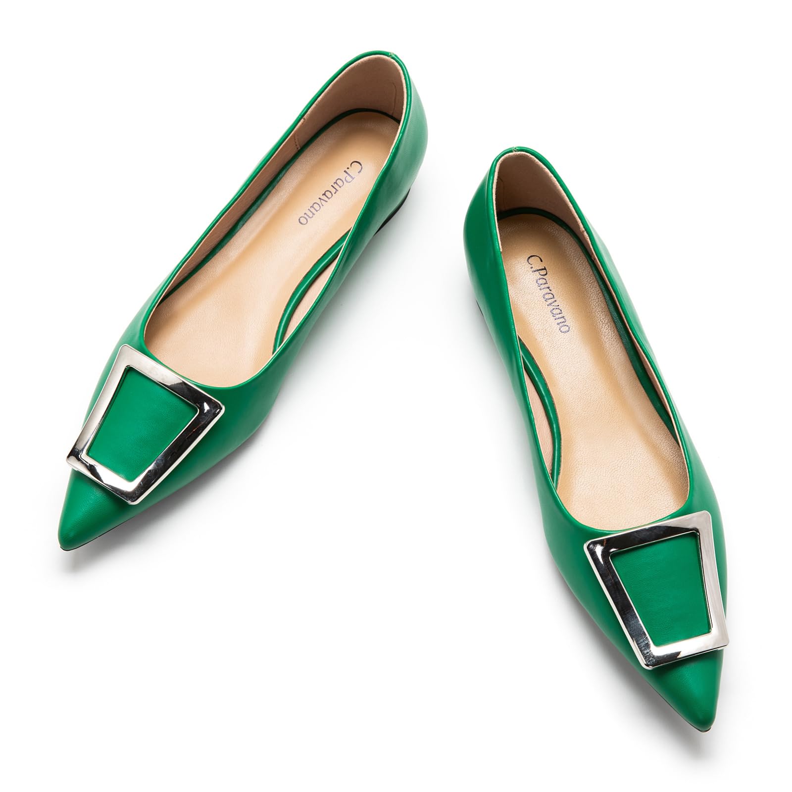 C.Paravano Women's Pointed Toe Ballet Flats - Patent Leather Dressy Slip-On Shoes for Work & Comfort | Perfect for Office, Wedding & Daily Wear