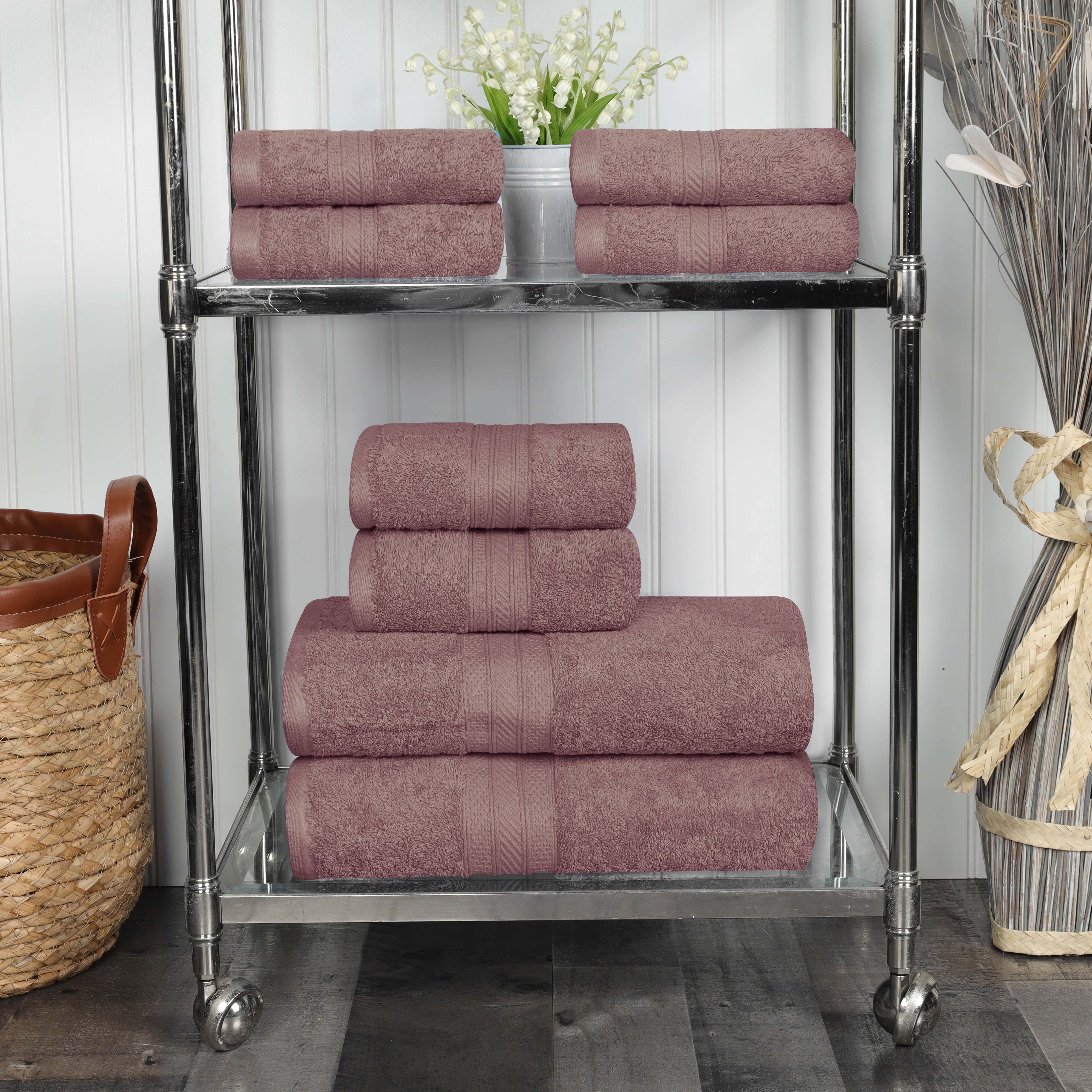Atlas Cotton Plush Absorbent Heavyweight 8-Piece Bath Towel Set - Ultra Soft & Quick Dry for Spa, Gym, and Luxury Home Use