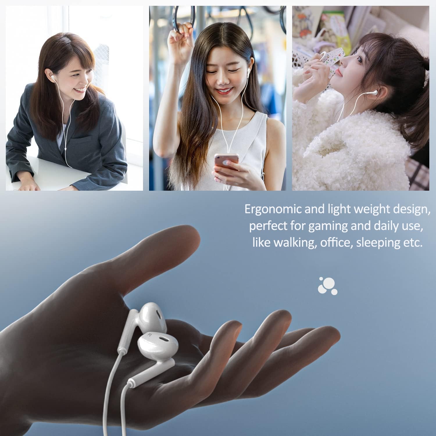 Lightning Wired Headphones for iPhone - Earbuds with Built-in Mic & Volume Control - Compatible with iPhone 14/13/12/11/XS/XR/X/8/SE - Perfect for Gym, Commuting & Work Calls (1 Pack)