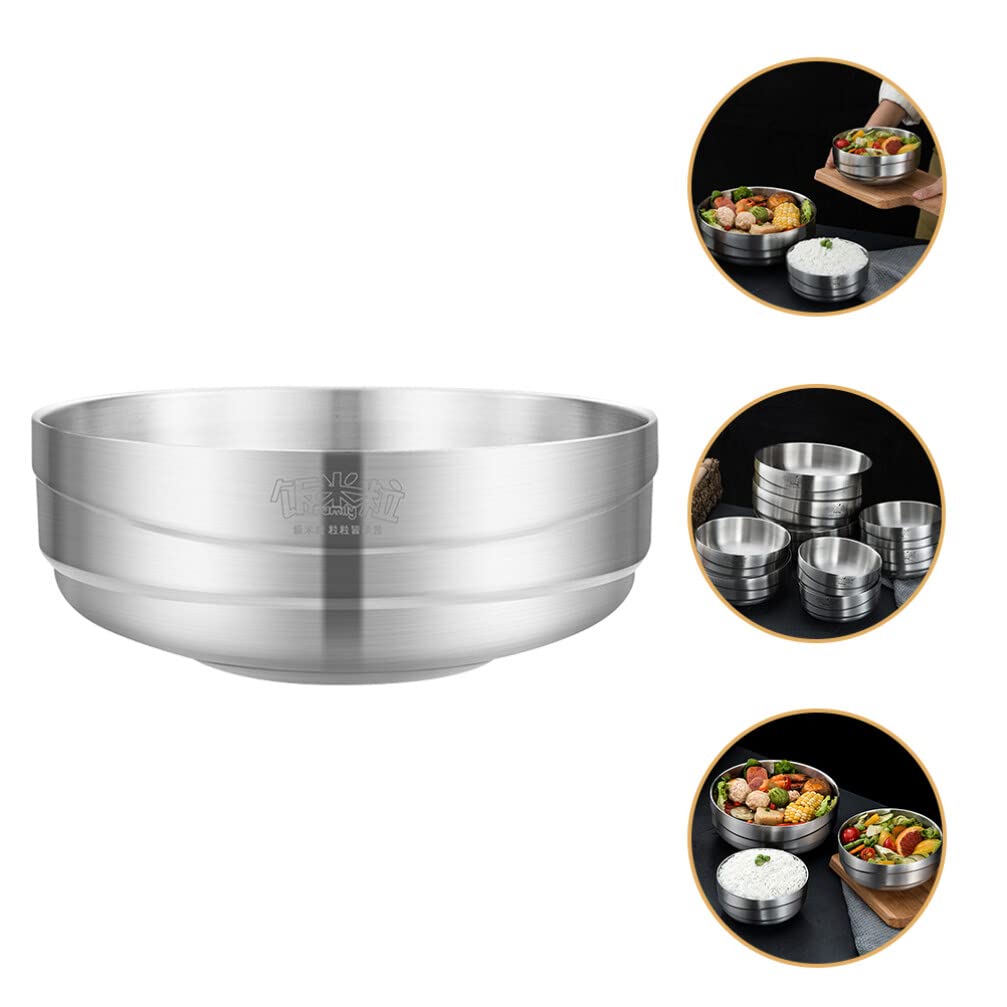 PRETYZOOM Stainless Steel Double-Layer Soup Bowl - Insulated Food Container for Hot & Cold Dishes - Durable Kitchen Tableware for Home, Office, Camping & Outdoor Use