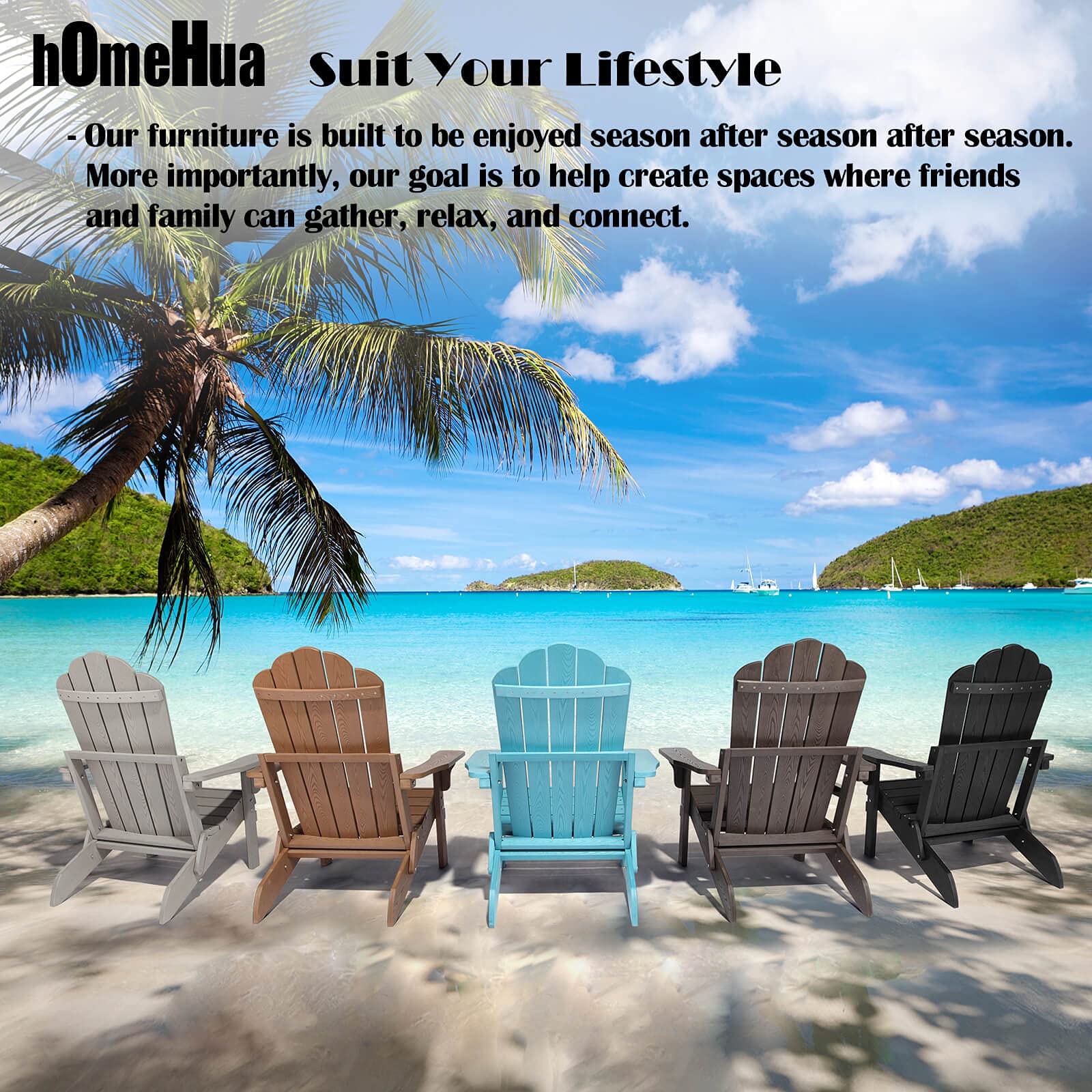 2 Pack Folding Adirondack Chairs - Weather-Resistant HIPS Plastic Outdoor Patio Furniture Set for Backyard, Deck, Fire Pit & Porch - Wood Grain Design (Perfect for Camping, Beach & Garden Relaxation)
