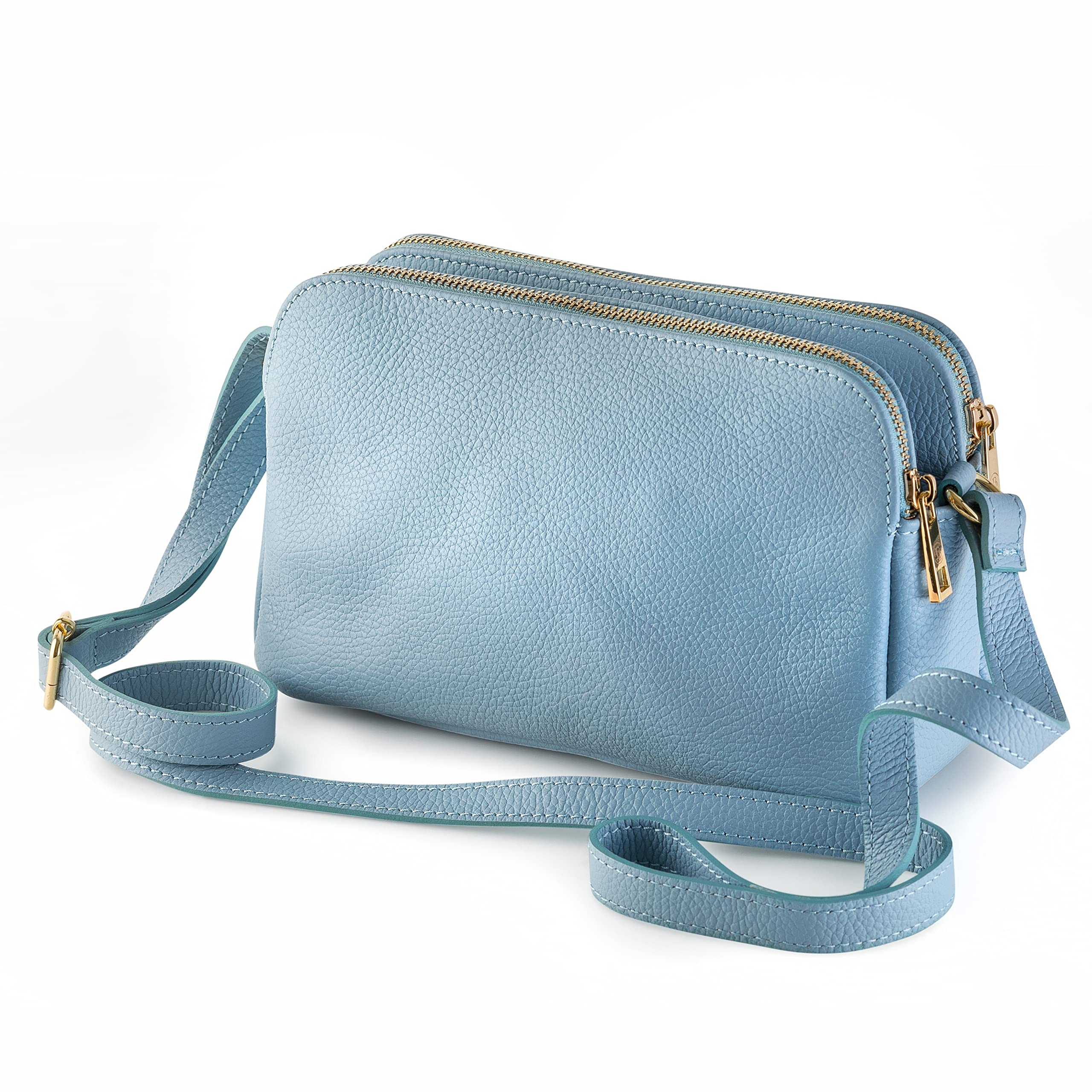 Baroncelli Genuine Italian Soft Leather Crossbody Bag with Long Stripe - Made in Italy | Perfect for Travel, Shopping & Everyday Use